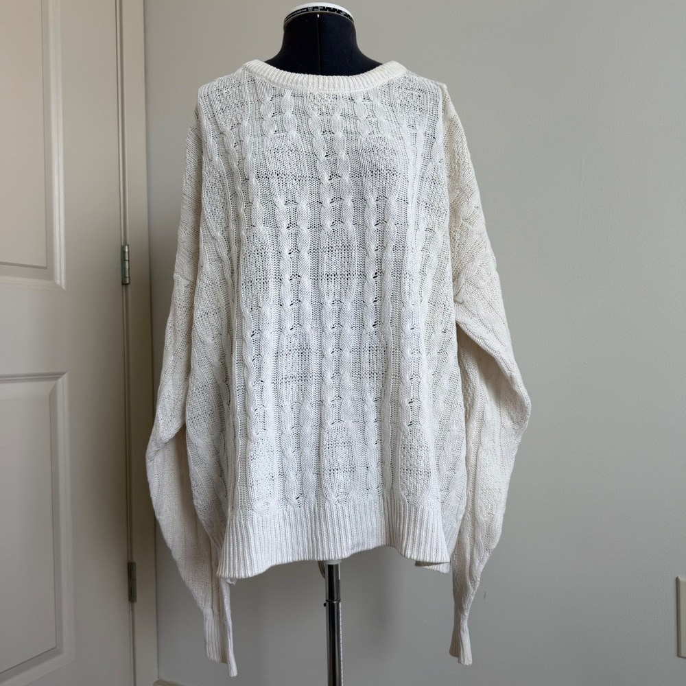 Vintage St. John's Bay Ramie Cotton Blend Cable Knit Slouchy Sweater